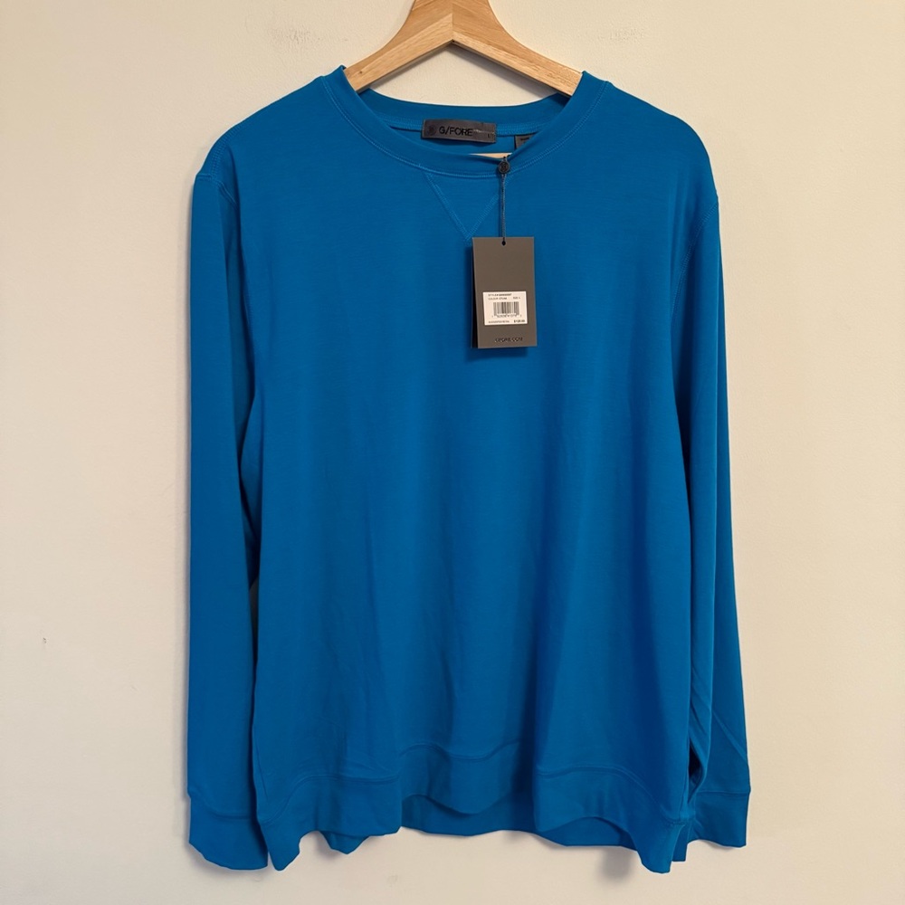G/FORE Luxe Crewneck Mid Layer Blue Golf Pullover